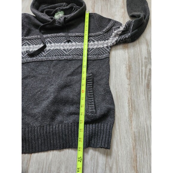 American Eagle Midweight Knit Sweater Hoodie Gray Stripe Pocket Mens Sz S EUC - Picture 7 of 8